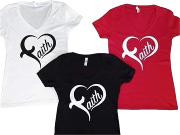 "Faith" Heart V-Neck Ladies T-Shirt